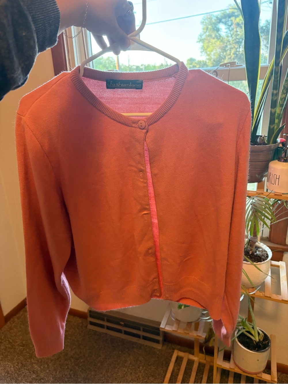 St. John Coral-Orange Women's Button-Front Cardigan